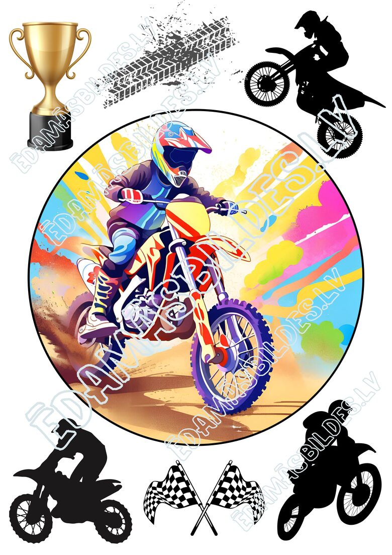 Cukura papīrs ar apdruku " Motokross", 18 cm